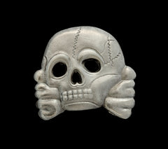 German Totenkopf SS Skull Badge Small Solid Silver