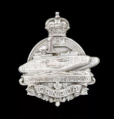 1st Canadian Tank Battalion Cap Badge Hallmark Silver