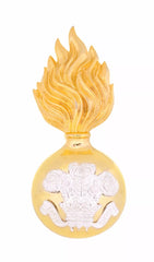 Royal Welsh Fusiliers 2 part Fur Cap Badge Gilt & Silver plate