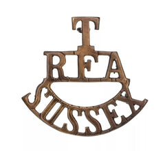 T.R.F.A Sussex Shoulder Title Brass Metal