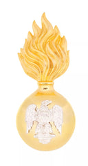 Royal Irish Fusiliers 2 part Fur Cap Badge Gilt & Silver plate