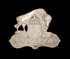 184th Overseas Battalion Canadian Cap Badge Hallmarked Silver