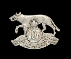107th Overseas Battalion Winnipeg Canadian Cap Badge Hallmarked Silver