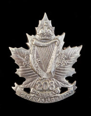 208th Overseas Canadian Irish Battalion Cap Badge Hallmarked Silver