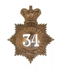 34th Border Regiment Quilted Shako Plate Brass Metal