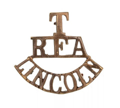 T.R.F.A Lincoln Shoulder Title Brass Metal