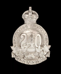 240th Canadian Infantry Battalion Lanark & Renfrew Cap Badge Hallmarked Silver