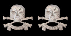 17th Lancers Collar Badges Pair Hallmarked Silver