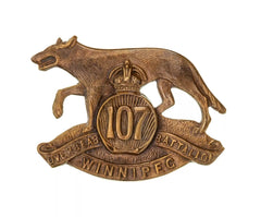 107th Overseas Battalion Canadian Winnipeg Cap Badge Brass Metal