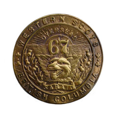 67th Canadian Battalion Western Scots Cap Badge Brass Metal