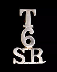 T 6 Scottish Rifles Shoulder Title White Metal