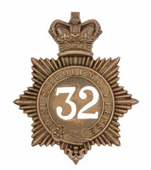 32nd Duke Of Cornwall Light Infantry Regiment Quilted Shako Plate Brass Metal