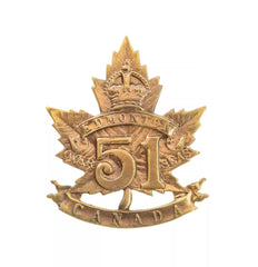 51st Canadian Edmonton Battalion CEF Cap Badge Brass Metal