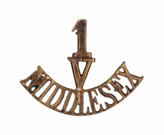 1 Volunteers Middlesex Shoulder Title Brass Metal