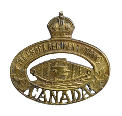 The Essex Regiment Tank Canadian Cap Badge Brass Metal