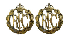 Royal Flying Corps Collar Badges Pair Brass Metal
