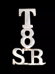 T 8 Scottish Rifles Shoulder Title White Metal