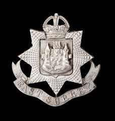 East Surrey Cap Badge Hallmarked Silver