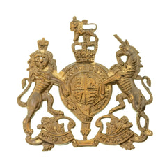 Queens Crown Royal General Service Cap Badge Brass Metal