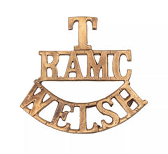 T. RAMC Welsh Shoulder Title Brass Metal