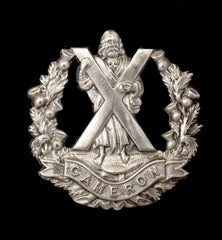 Cameron Highlanders Cap Badge Hallmarked Silver