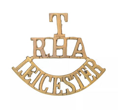 Territorial Royal Horse Artillery Leicester Shoulder Title Brass Metal
