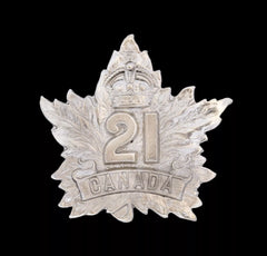 21st Canadian Eastern Ontario CEF Cap Badge Hallmarked Silver