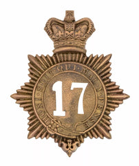 17th Leicestershire Regiment Quilted Shako Plate Brass Metal