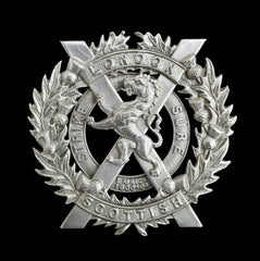 14th Battalion London Scottish Officers Cap Badge 3 Part Hallmarked Silver