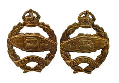 Royal Tank Regiment Collar Badges Pair Brass Metal