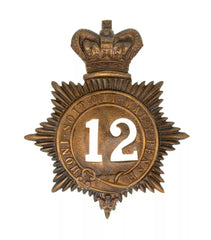 12th Suffolk Regiment Quilted Shako Plate Brass Metal