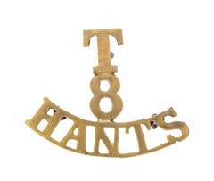 T 8 Hants Shoulder Title Brass Metal
