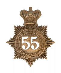 55th Border 2nd Battalion Regiment Quilted Shako Plate Brass Metal