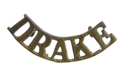 Drake Battalion Naval Division Shoulder Title Brass Metal