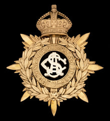 Kings Crown The Army Service Corps Blue Cloth Officers Helmet Plate