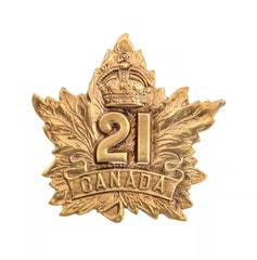 21st Canadian Eastern Ontario CEF Cap Badge Brass Metal