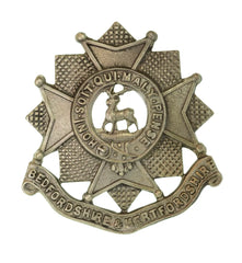 Bedfordshire & Hertfordshire Cap Badge White Metal