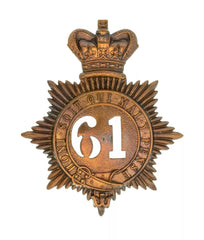 61st Gloucestershire 2nd Battalion Regiment Quilted Shako Plate Brass Metal