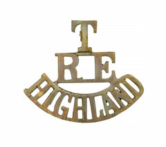 T R.E Highland Shoulder Title Brass Metal