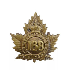 168th Canadian Overseas Battalion Cap Badge Brass Metal
