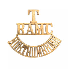T. RAMC Northumbrian Shoulder Title Brass Metal
