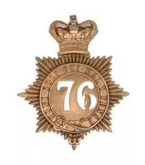 76th Duke Of Wellington 2nd Battalion Regiment Quilted Shako Plate Brass Metal