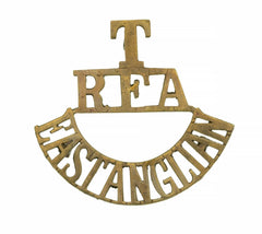 T R.F.A East Anglian Shoulder Title Brass Metal