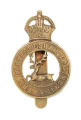 The Hertfordshire Regiment Cap Badge Brass Metal