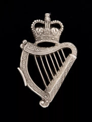 Queens Crown 18th London Irish Large Harp Badge Hallmarked Silver