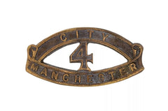 4th City Of Manchester Shoulder Title Brass Metal