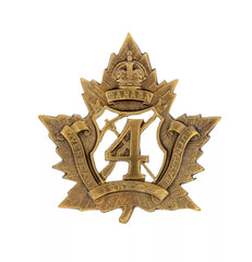 4th Canadian Pioneers Overseas Battalion Cap Badge Brass Metal