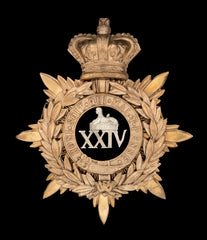 The 24TH 2ND Warwickshire Regiment Blue Cloth Officers Helmet Plate