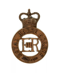 Queens Crown Royal Horse Guards Cap Badge Brass Metal