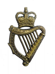 Queens Crown 18th London Irish Large Harp Badge Brass Metal
